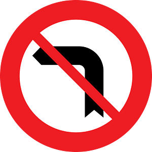 No left turn sign in Austria