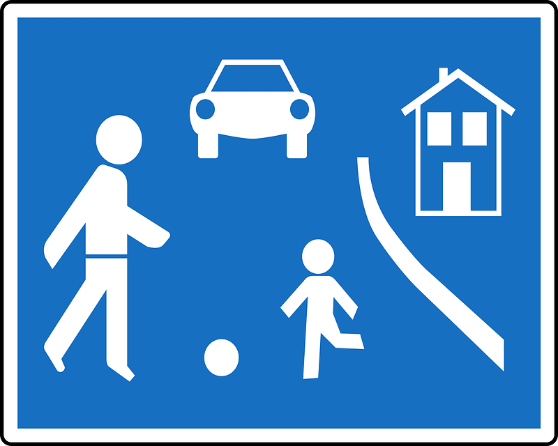 Residential area / living street sign in Austria