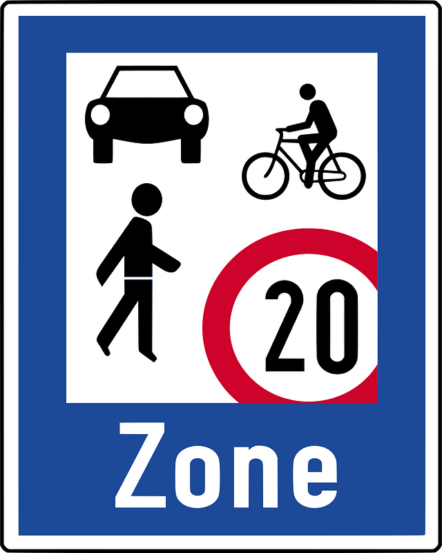 Residential area / living street sign in Austria