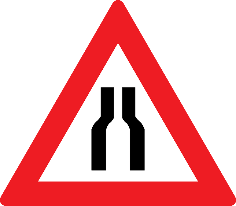 Road narrows on both sides sign in Austria