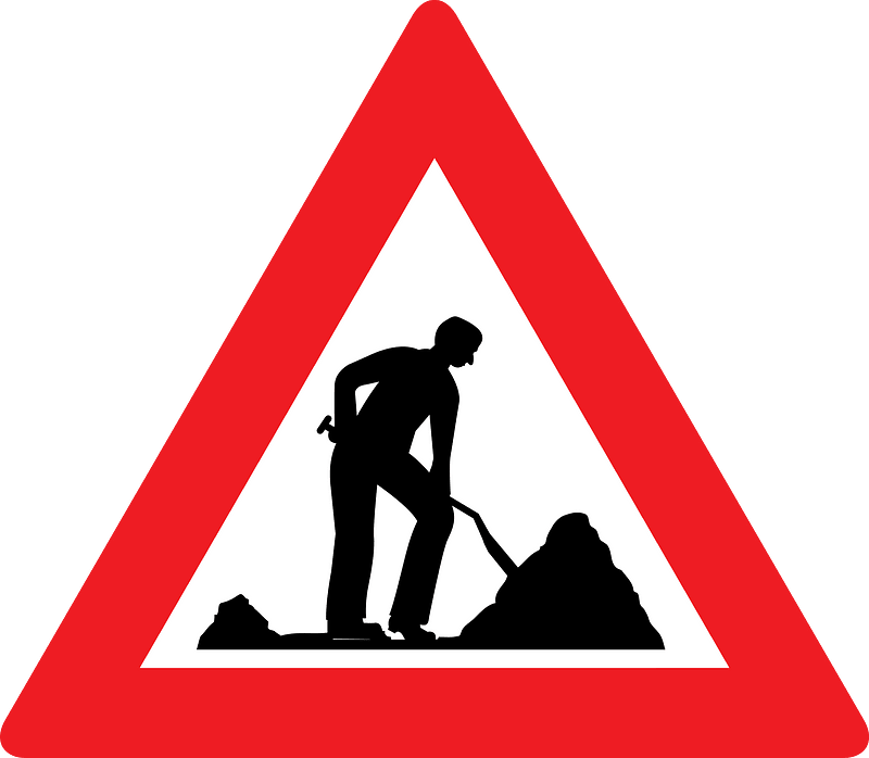Roadworks ahead sign in Austria