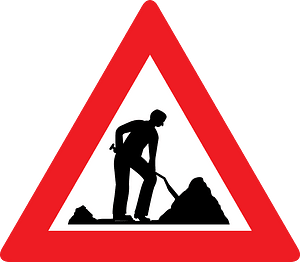 Roadworks ahead sign in Austria