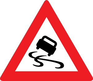 Slippery road surface sign in Austria