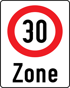 Speed limit zone sign in Austria