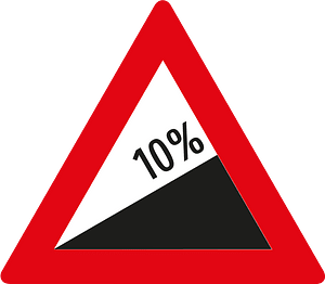Steep ascent sign in Austria