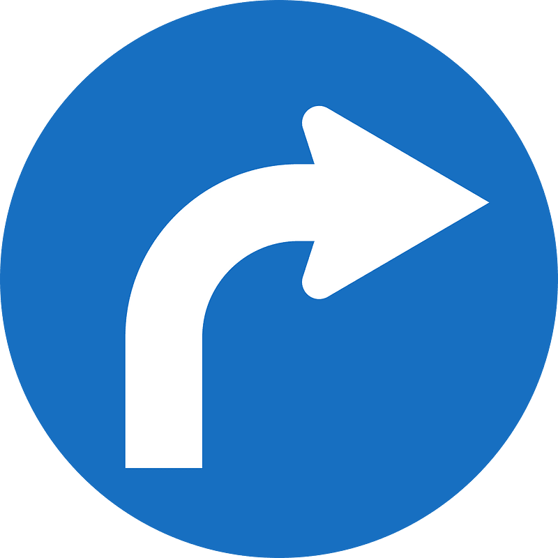 Turn right ahead only sign in Austria