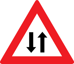 Two-way traffic ahead sign in Austria