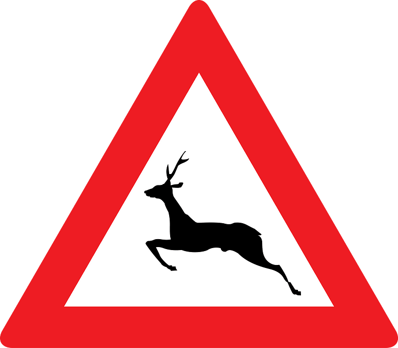 Wild animals sign in Austria