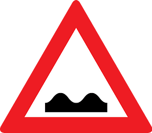 Uneven road ahead sign in Austria
