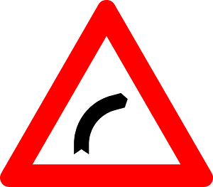 Bend ahead sign in Belgium
