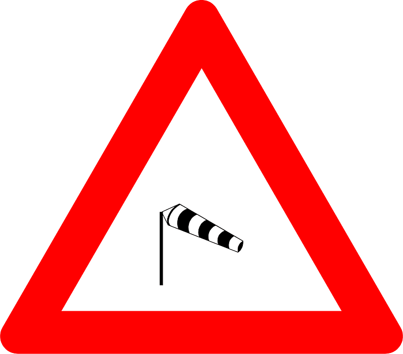 Dangerous crosswinds sign in Belgium