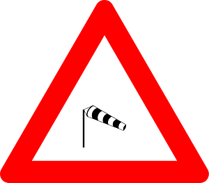 Dangerous crosswinds sign in Belgium