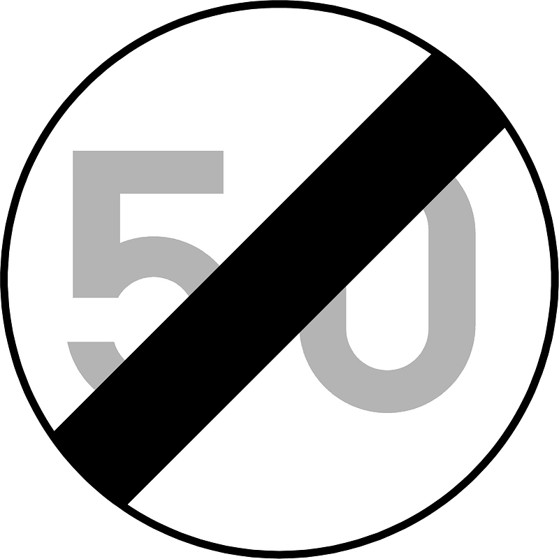 End of maximum speed limit sign in Belgium