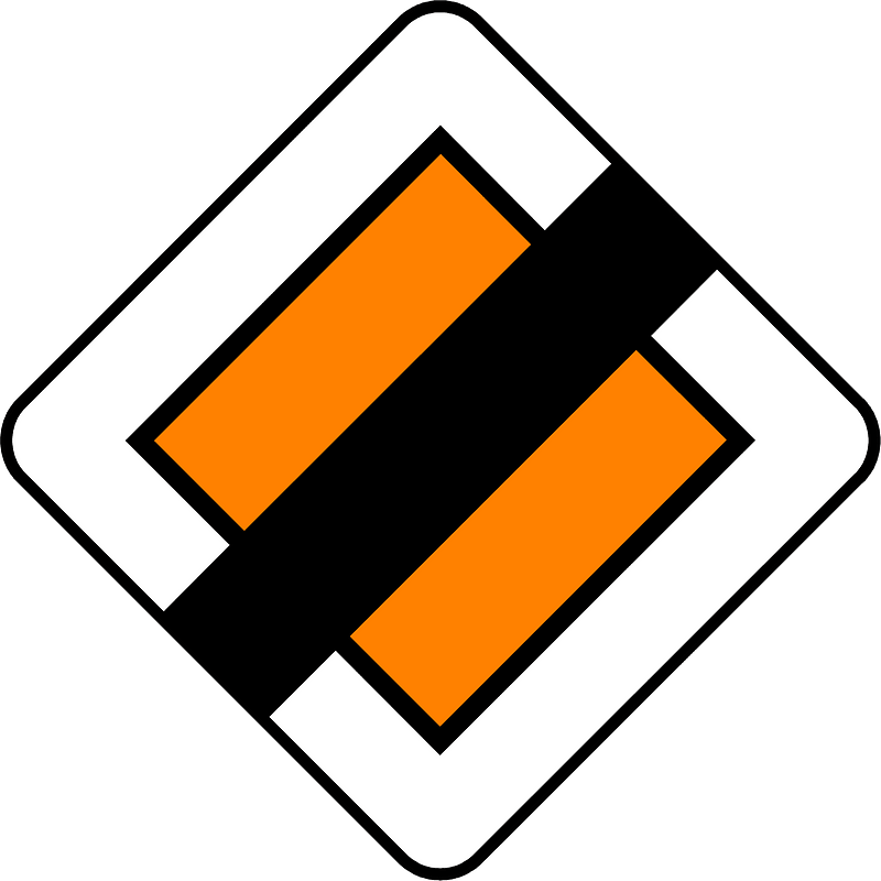 End of priority road sign in Belgium