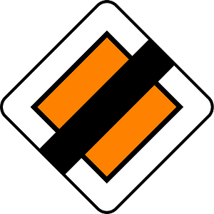 End of priority road sign in Belgium