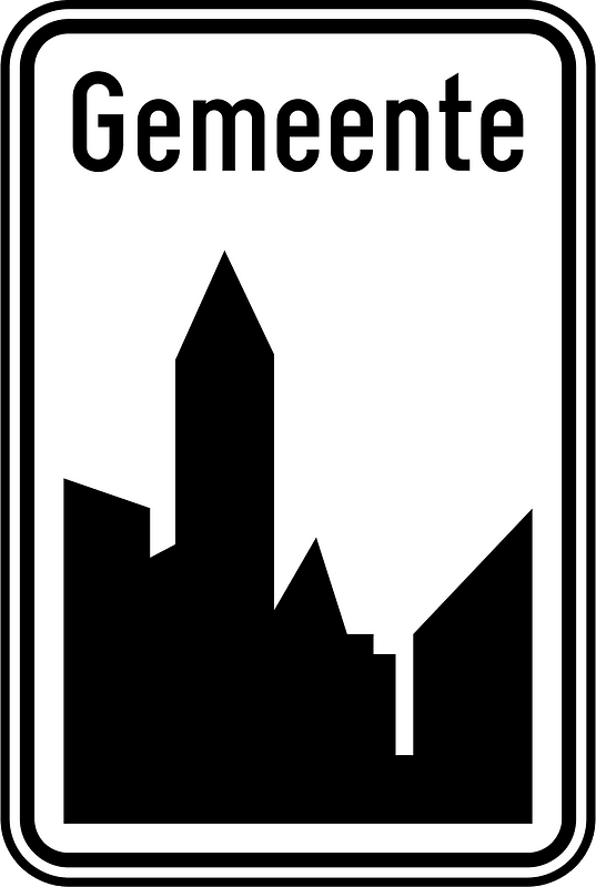 Entrance to built up area sign in Belgium