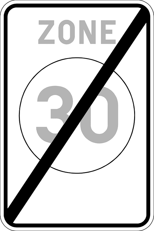 End of speed limit zone sign in Belgium