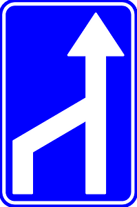 Lane ends sign in Belgium