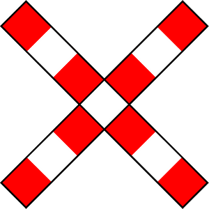 Level crossing (one track) sign in Belgium