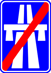 Motorway ends sign in Belgium