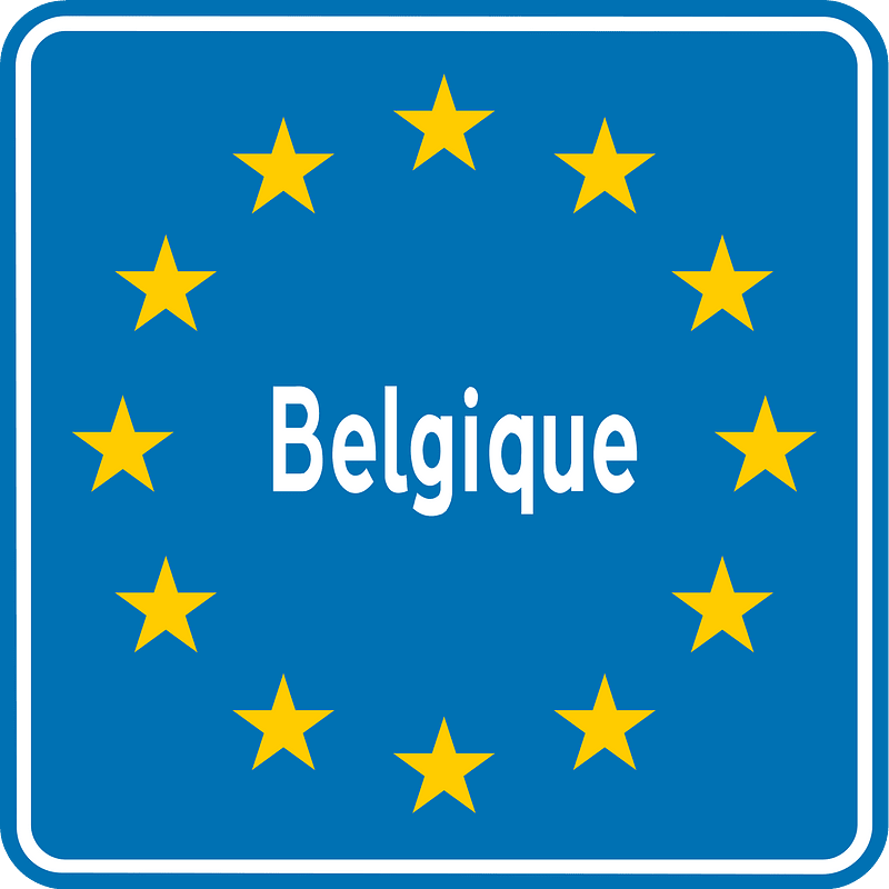 National border sign in Belgium