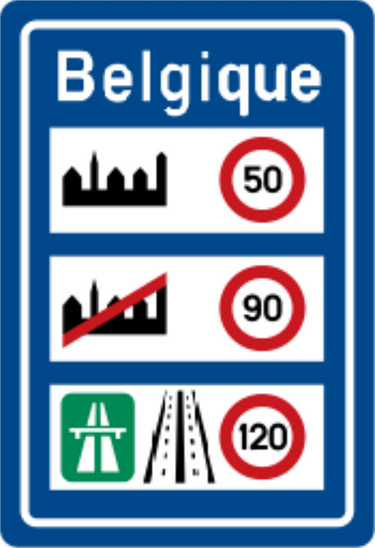National speed limits sign in Belgium