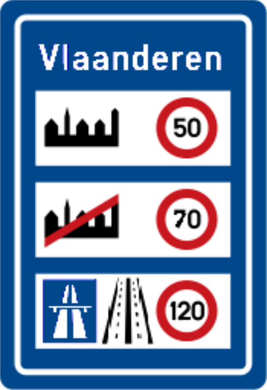 National speed limits sign in Belgium