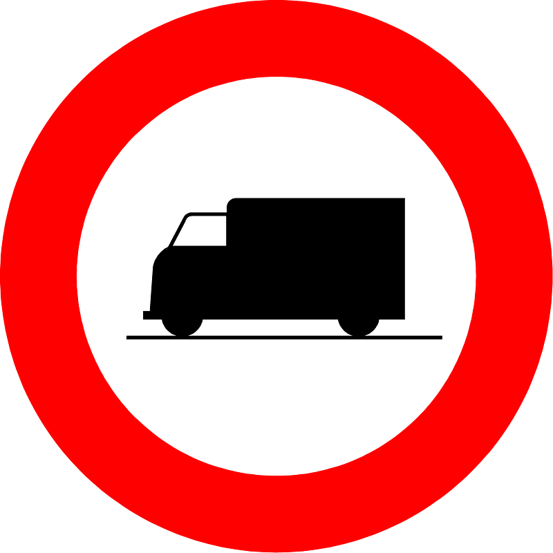 No heavy goods vehicles sign in Belgium