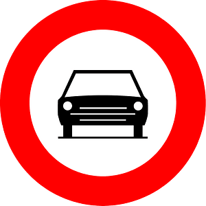 No motor vehicles except motorcycles sign in Belgium