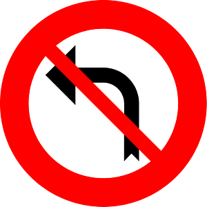 No left turn sign in Belgium