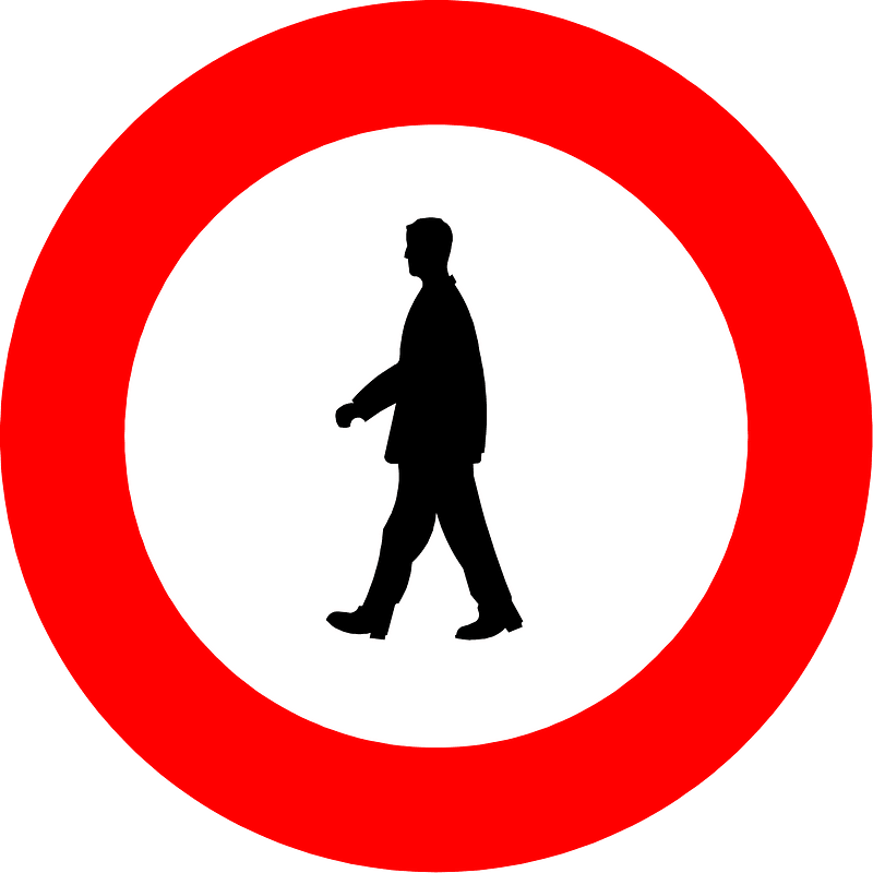 No pedestrians sign in Belgium