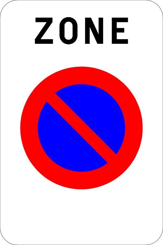 No parking zone sign in Belgium