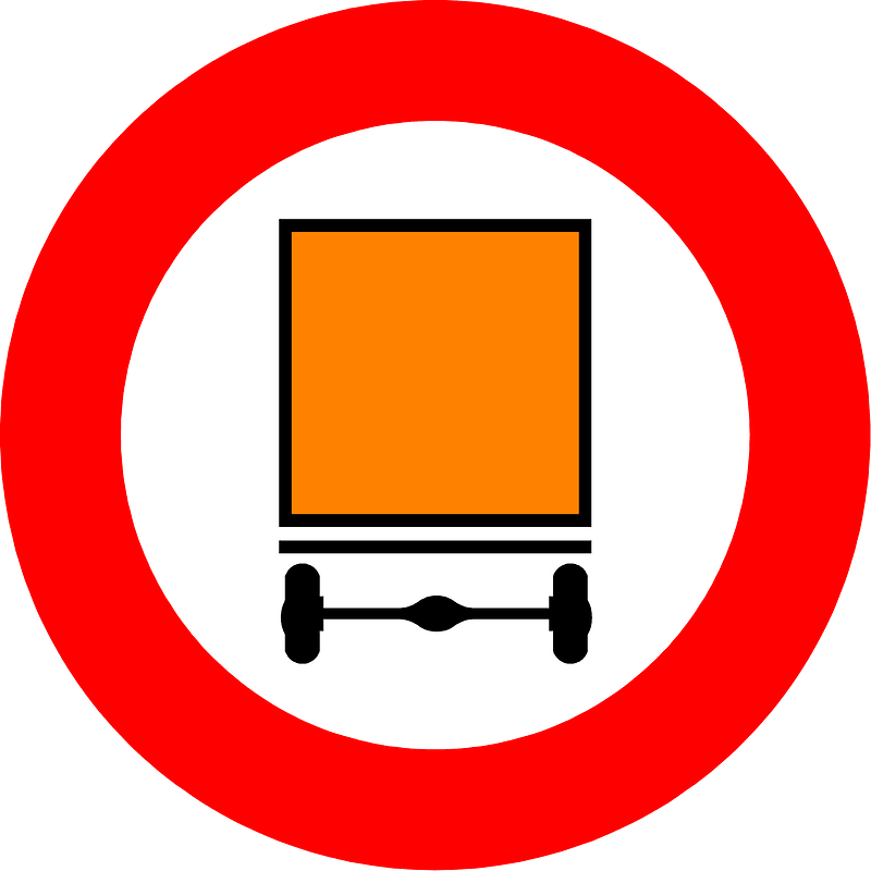 No vehicles carrying dangerous goods sign in Belgium