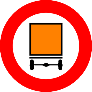 No vehicles carrying dangerous goods sign in Belgium
