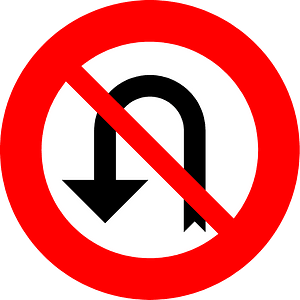 No U-turns sign in Belgium