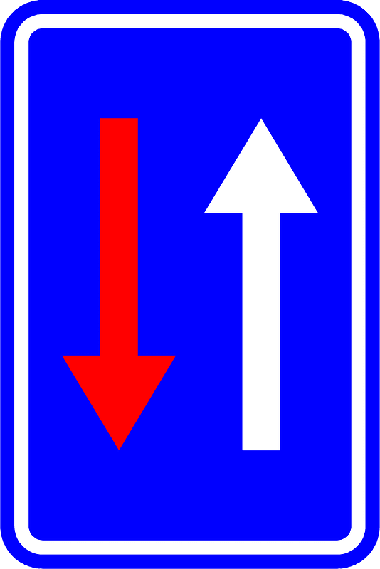 Priority over oncoming vehicles sign in Belgium
