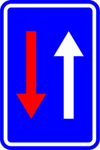 Priority over oncoming vehicles sign in Belgium