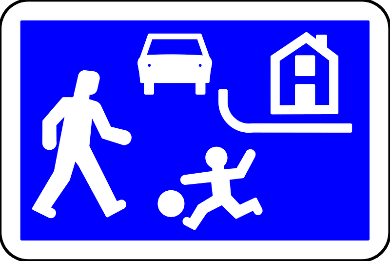 Residential area / living street sign in Belgium