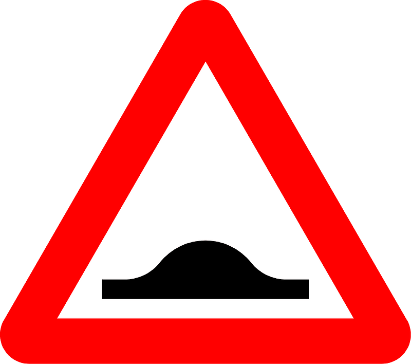 Road hump ahead sign in Belgium