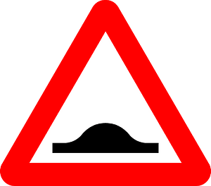 Road hump ahead sign in Belgium