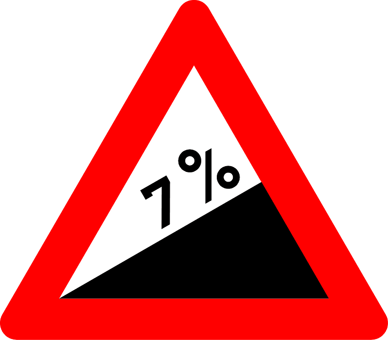 Steep ascent sign in Belgium