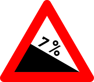 Steep descent sign in Belgium