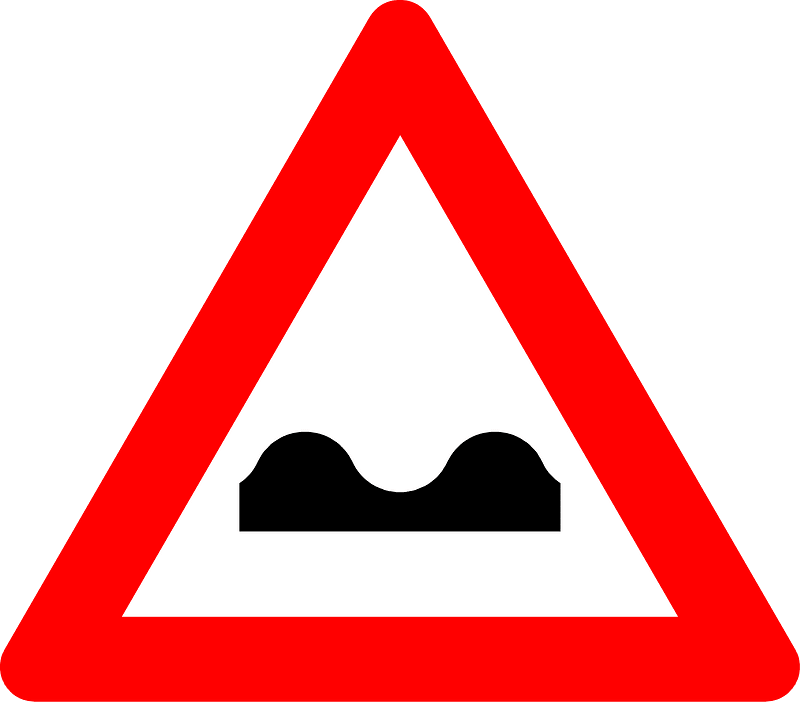 Uneven road ahead sign in Belgium