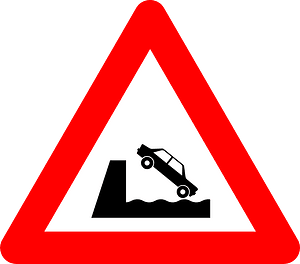 Unprotected quayside or riverbank sign in Belgium