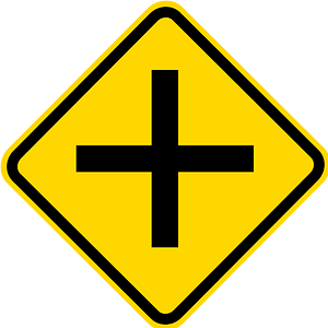 Crossroads ahead sign in Brazil