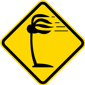 Dangerous crosswinds sign in Brazil
