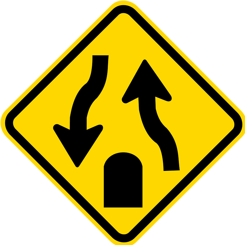 Divided highway ends sign in Brazil