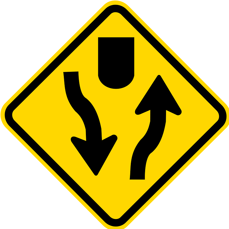Divided highway ahead sign in Brazil