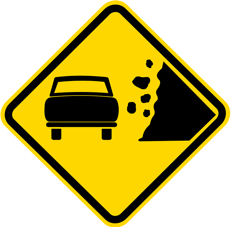 Falling rocks or debris sign in Brazil