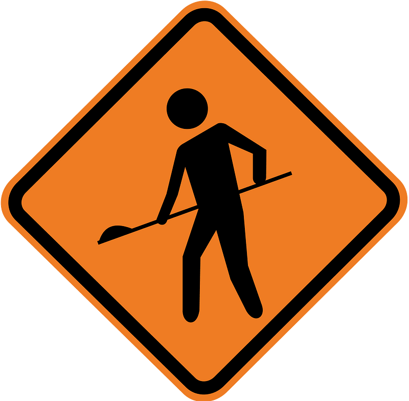 Roadworks sign in Brazil